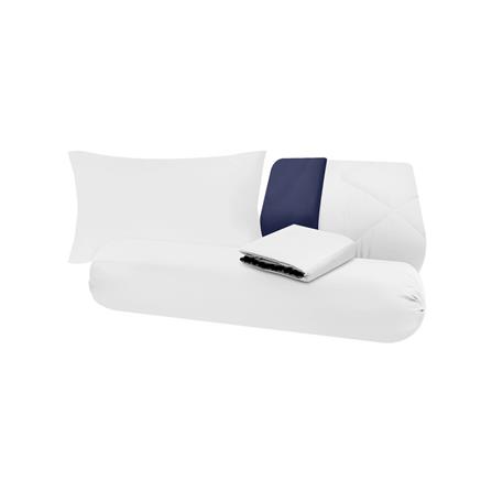ชุดผ้าปูที่นอน 3.5 ฟุต (ชุด 4 ชิ้น) SANTA BEDDING สี WHITE/NAVY BLUE_4
