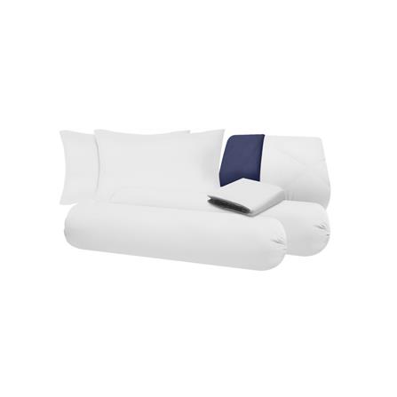 ชุดผ้าปูที่นอน 5 ฟุต (ชุด 6 ชิ้น) SANTA BEDDING สี WHITE/NAVY BLUE_4