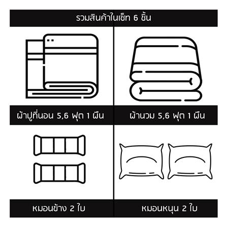 ชุดผ้าปูที่นอน 5 ฟุต (ชุด 6 ชิ้น) SANTA BEDDING สี WHITE/NAVY BLUE_8