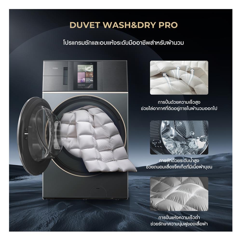 เครื่องซักอบผ้าฝาหน้า HAIER HWD210-BD12LGNU1 21/14 กก. 1200RPM อินเวอร์เตอร์ สีเขียวซีลอน