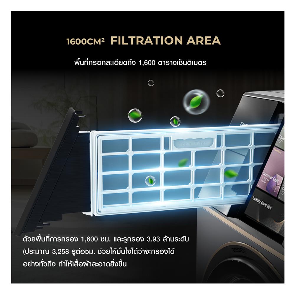 เครื่องซักอบผ้าฝาหน้า HAIER HWD210-BD12LGNU1 21/14 กก. 1200RPM อินเวอร์เตอร์ สีเขียวซีลอน