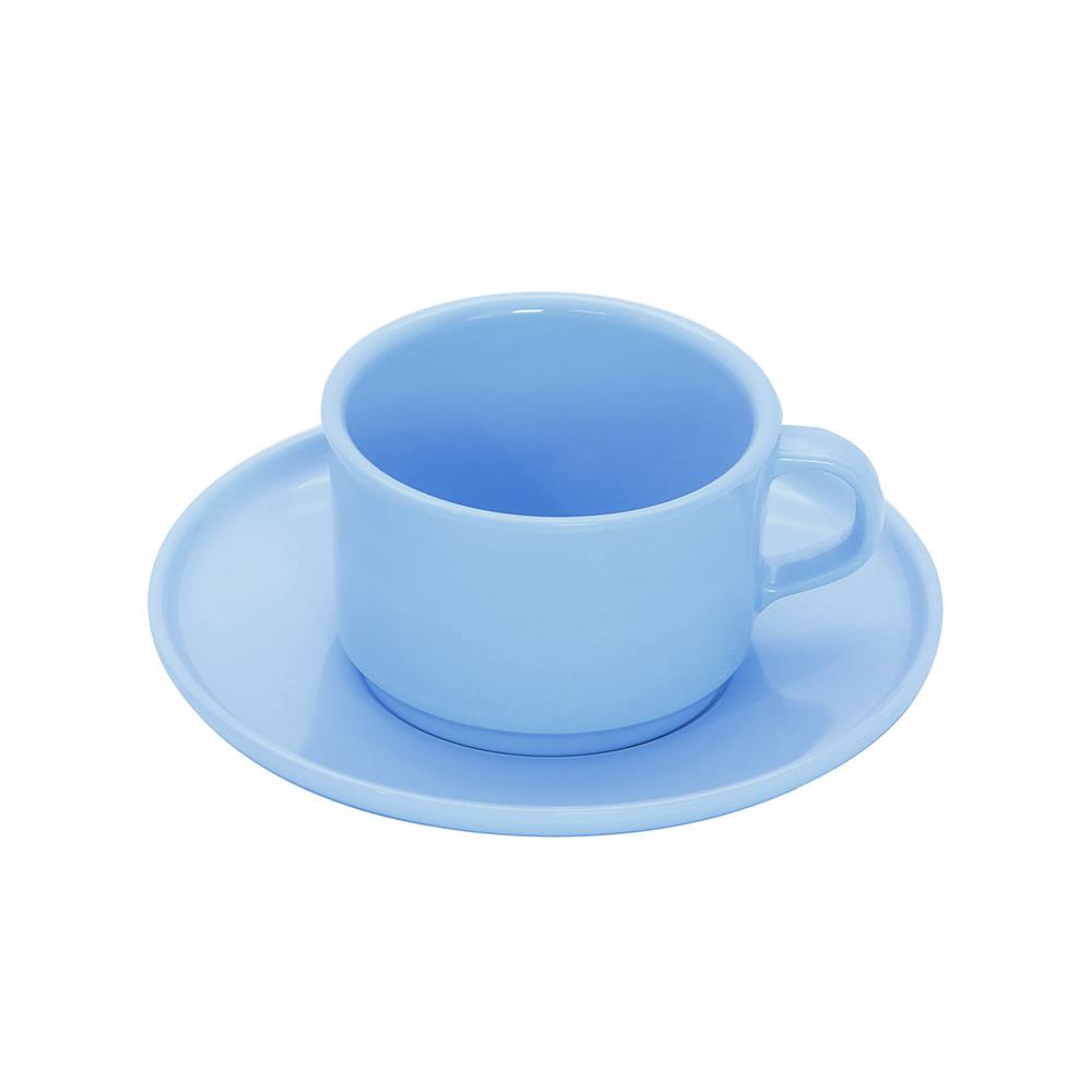 ถ้วยกาแฟและจานรองเมลามีน 300 มล. VANDA CLASSIC สีฟ้า