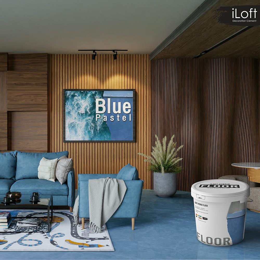 สีเท็กเจอร์ ILOFT HYBRID FLOOR สีน้ำเงิน พาสเทล 12 กก.