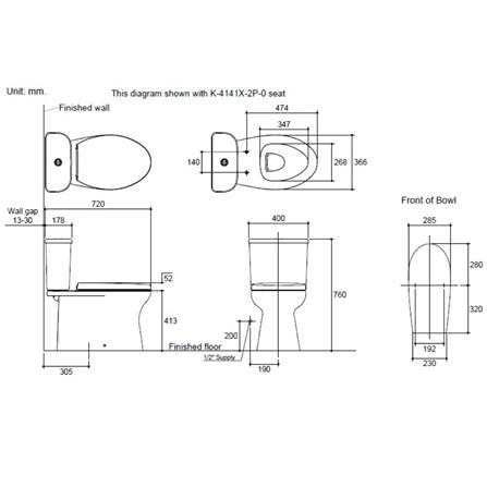 สุขภัณฑ์ 2 ชิ้น KOHLER K-33243X-S-0 3/4.5L สีขาว_4