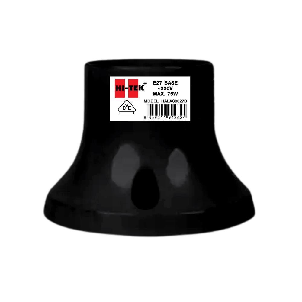 ขั้วหลอดแป้นตรง HI-TEK E27 VDE สีดำ