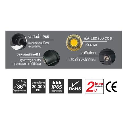 ไฟจัดสวน LED HI-TEK HFOLG0012W 12 วัตต์ WARM WHITE สีดำ_5