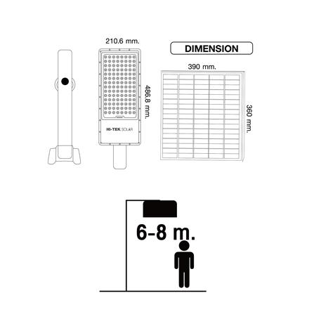 ไฟถนน SOLAR HI-TEK HFSS1000W 1,000 วัตต์ DAYLIGHT สีดำ_5