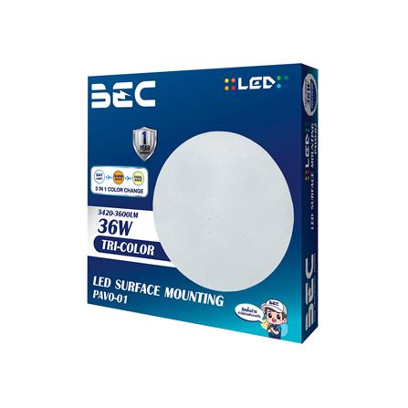 ไฟเพดาน LED BEC PAVO-01 15 นิ้ว 36 วัตต์ DAYLIGHT/COOL WHITE/WARM WHITE สีขาว_3