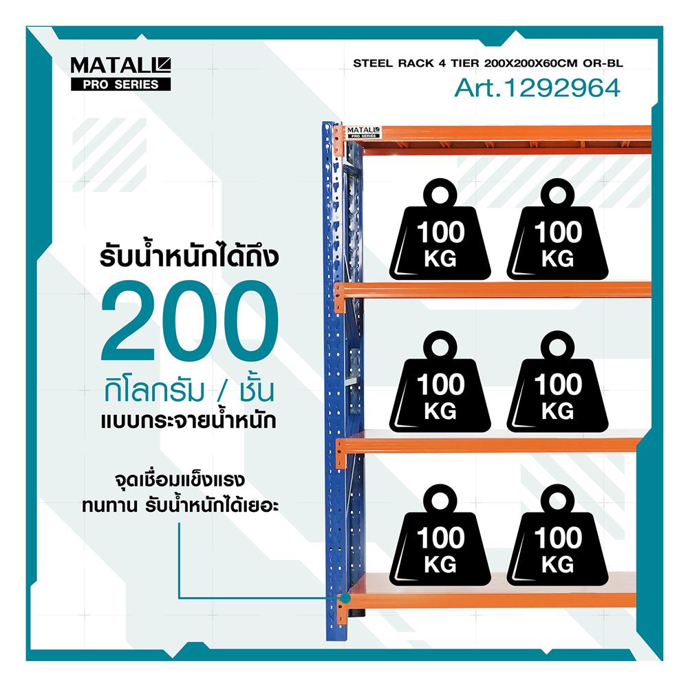 ชั้นเหล็ก 4 ชั้น MATALL PRO 200x200x60 ซม. สีส้ม/น้ำเงิน