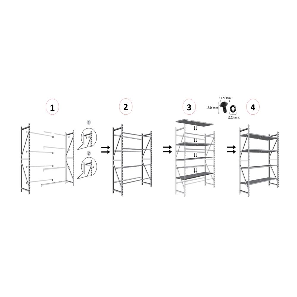 ชั้นเหล็ก 4 ชั้น MATALL PRO 200x200x60 ซม. สีส้ม/น้ำเงิน