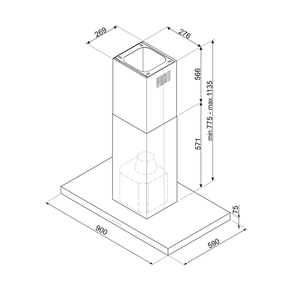 เครื่องดูดควันกระโจม SMEG KLTI9L4MB 90 ซม.