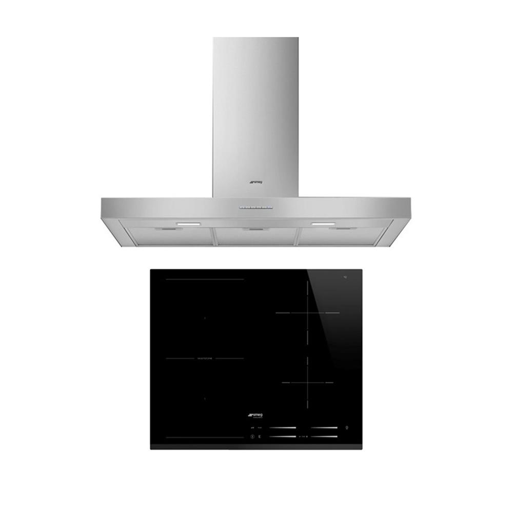 เตาฝัง+เครื่องดูดควัน SMEG SI1M7643B+KBT900XE