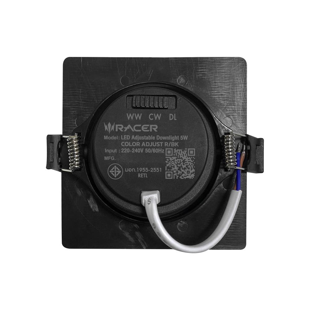 ดาวน์ไลท์ LED RACER HG ADJUST 3 นิ้ว 5 วัตต์ DAYLIGHT/COOL WHITE/WARM WHITE สีดำ