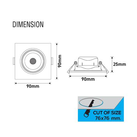 ดาวน์ไลท์ LED RACER HG ADJUST 3 นิ้ว 5 วัตต์ DAYLIGHT/COOL WHITE/WARM WHITE สีดำ_6