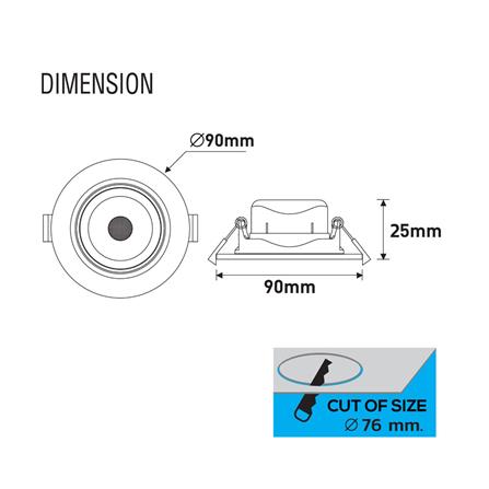 ดาวน์ไลท์ LED RACER HG ADJUST 3 นิ้ว 5 วัตต์ DAYLIGHT/COOL WHITE/WARM WHITE สีขาว_6