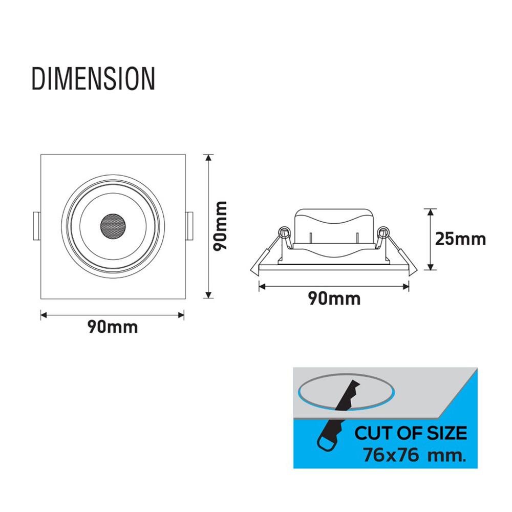 ดาวน์ไลท์ LED RACER HG ADJUST 3 นิ้ว 5 วัตต์ DAYLIGHT/COOL WHITE/WARM WHITE สีขาว