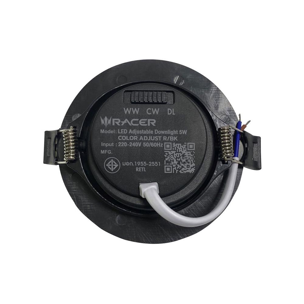 ดาวน์ไลท์ LED RACER HG ADJUST 3 นิ้ว 5 วัตต์ DAYLIGHT/COOL WHITE/WARM WHITE สีดำ