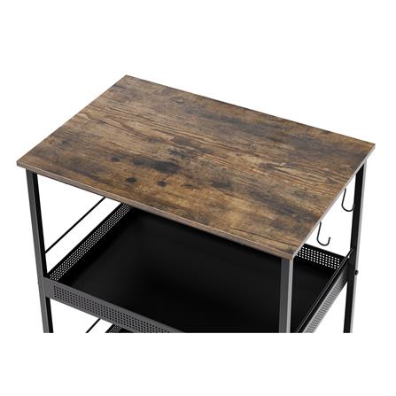 ชั้นวางของเหล็ก 4 ชั้น พร้อม TOP ไม้ มีล้อ STACKO RUSTIC 60x40x115 ซม. สีดำ_1