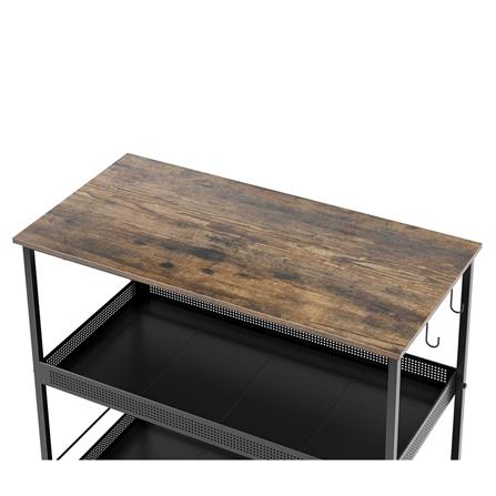 ชั้นวางของเหล็ก 3 ชั้น พร้อม TOP ไม้ มีล้อ STACKO RUSTIC 80x40x81.2 ซม. สีดำ_1