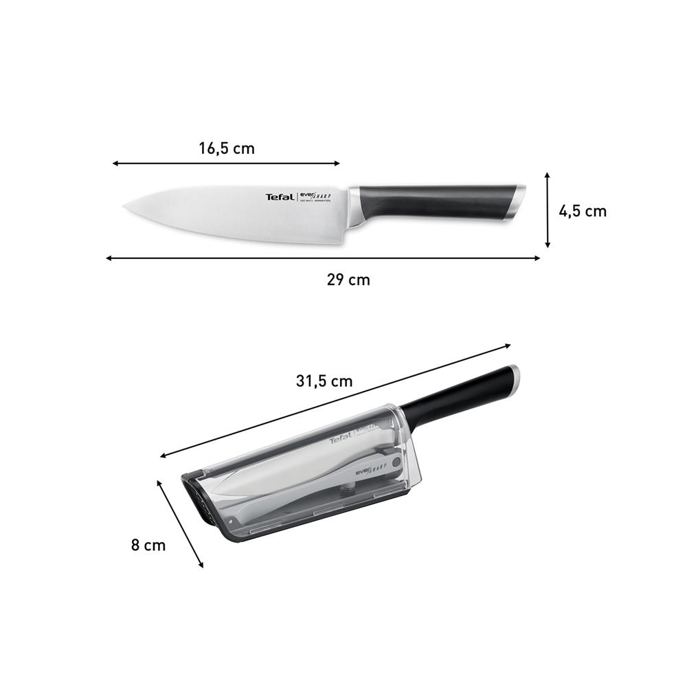 มีดเชฟ 16.5 ซม. พร้อมที่ลับมีดในตัว TEFAL EVERSHARP K2569004