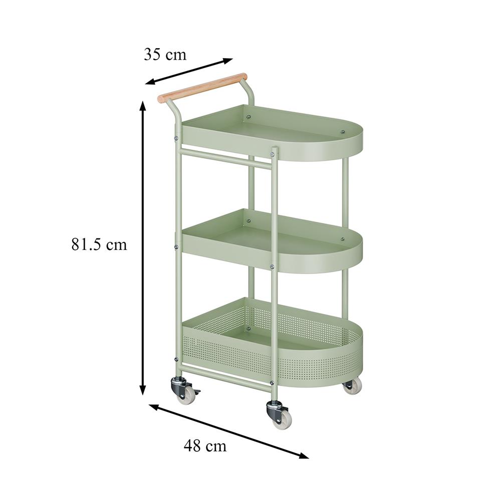 ชั้นวางของ 3 ชั้น มีล้อ STACKO DORU 48x35x81.5 ซม. สีเขียว