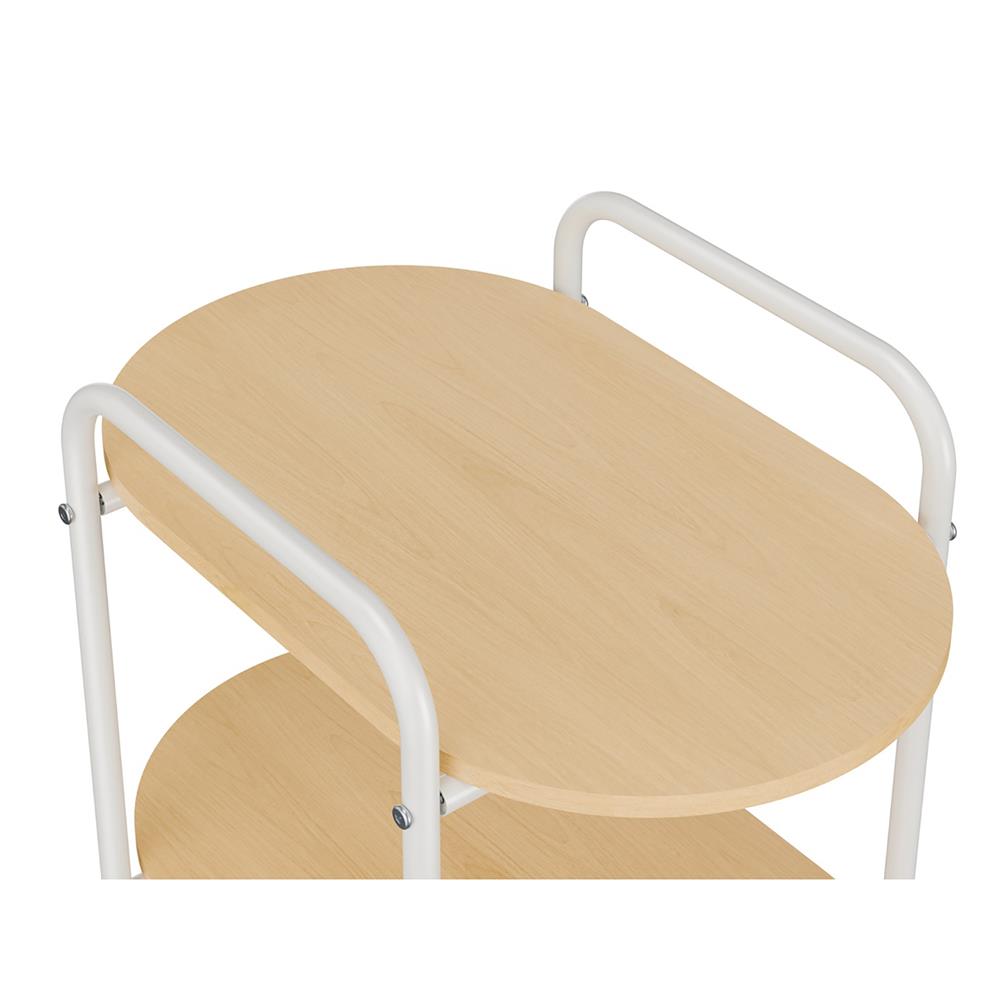 ชั้นวางของ 3 ชั้น พร้อม TOP ไม้ มีล้อ STACKO BOWA 49.5x32.6x80 ซม. สีขาว