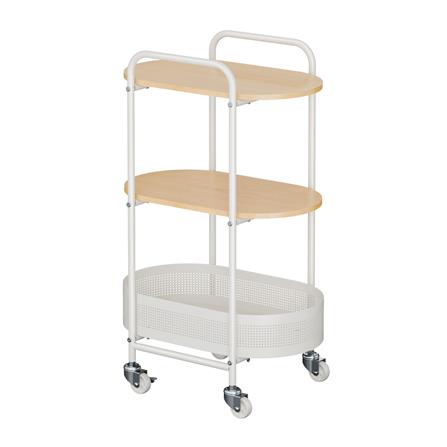 ชั้นวางของ 3 ชั้น พร้อม TOP ไม้ มีล้อ STACKO BOWA 49.5x32.6x80 ซม. สีขาว_0