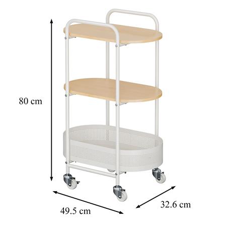 ชั้นวางของ 3 ชั้น พร้อม TOP ไม้ มีล้อ STACKO BOWA 49.5x32.6x80 ซม. สีขาว_7
