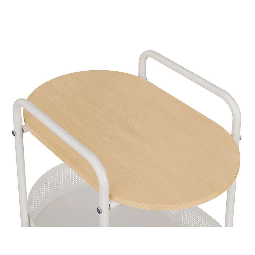 ชั้นวางของ 2 ชั้น พร้อม TOP ไม้ มีล้อ STACKO BOWA 49.5x32.6x54.5 ซม. สีขาว