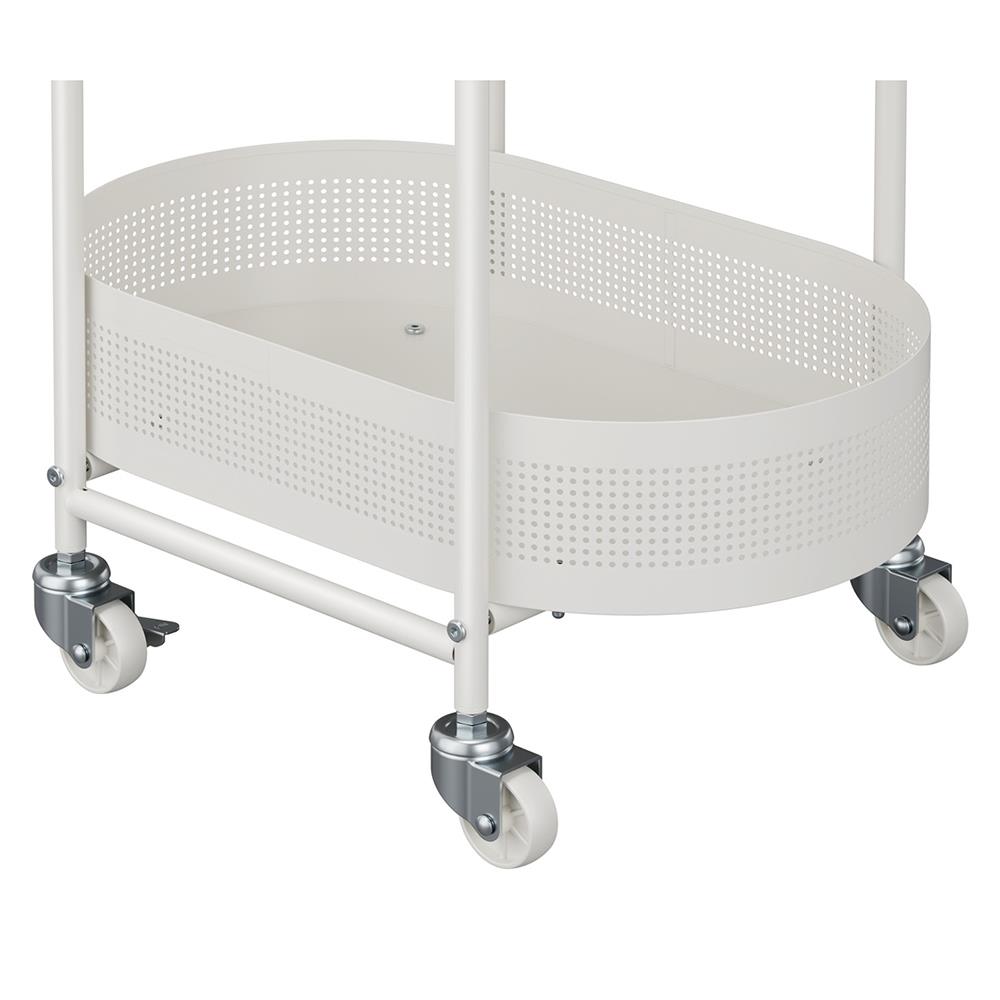 ชั้นวางของ 2 ชั้น พร้อม TOP ไม้ มีล้อ STACKO BOWA 49.5x32.6x54.5 ซม. สีขาว