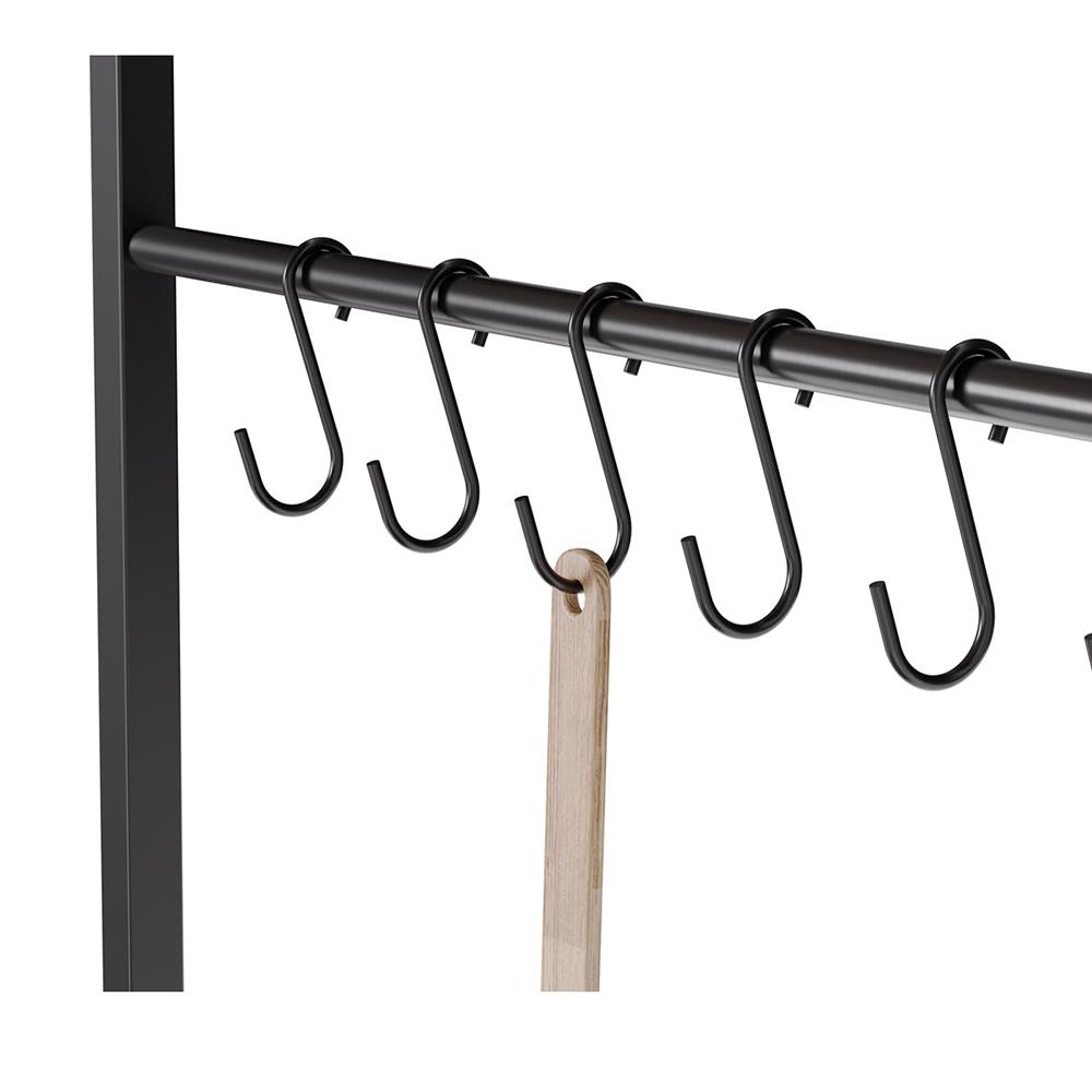 ชั้นวางของเหล็ก 3 ชั้น พร้อมชั้นแขวน และ TOP ไม้ มีล้อ STACKO RUSTIC 48x40.6x129.2 ซม. สีดำ