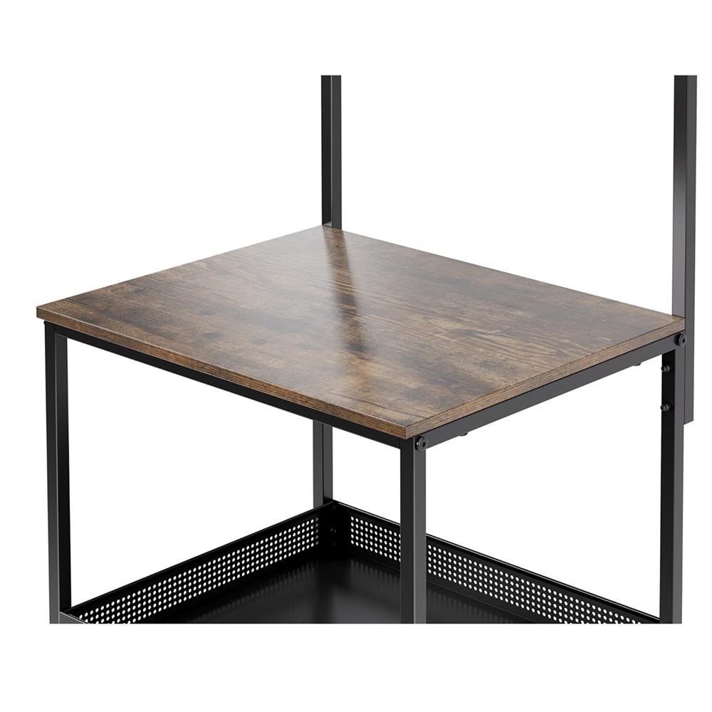 ชั้นวางของเหล็ก 3 ชั้น พร้อมชั้นแขวน และ TOP ไม้ มีล้อ STACKO RUSTIC 48x40.6x129.2 ซม. สีดำ