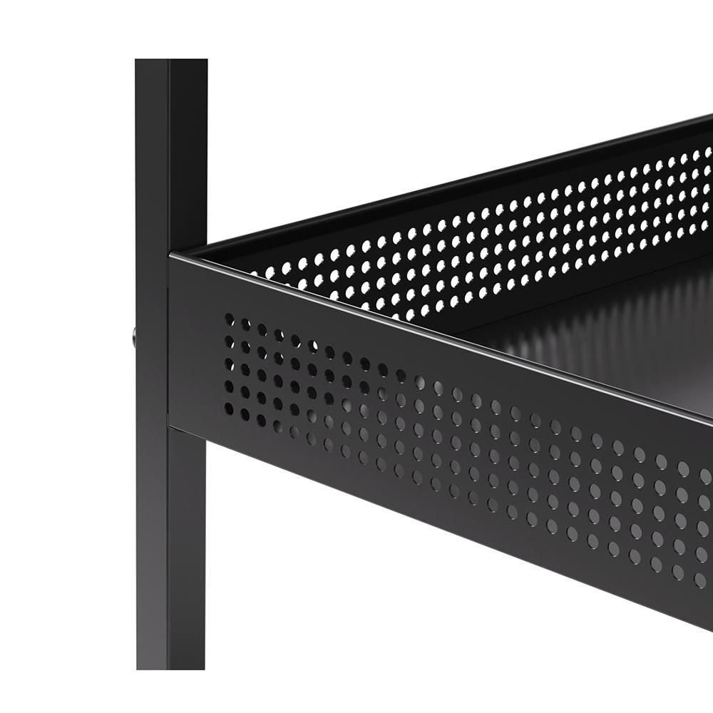 ชั้นวางของเหล็ก 3 ชั้น พร้อมชั้นแขวน และ TOP ไม้ มีล้อ STACKO RUSTIC 48x40.6x129.2 ซม. สีดำ