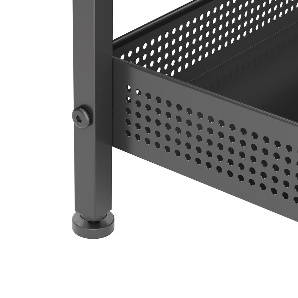 ชั้นวางของเหล็ก 3 ชั้น พร้อมชั้นแขวน และ TOP ไม้ มีล้อ STACKO RUSTIC 48x40.6x129.2 ซม. สีดำ