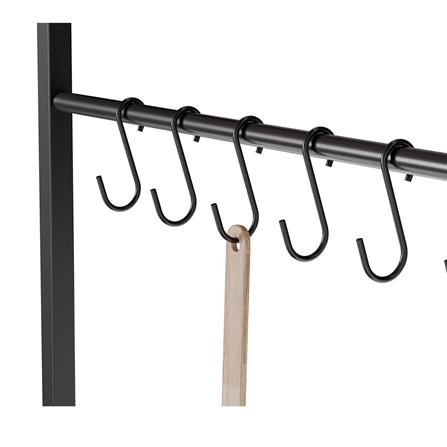 ชั้นวางของเหล็ก 3 ชั้น พร้อมชั้นแขวน และ TOP ไม้ มีล้อ STACKO RUSTIC 48x40.6x129.2 ซม. สีดำ_1