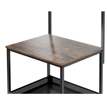 ชั้นวางของเหล็ก 3 ชั้น พร้อมชั้นแขวน และ TOP ไม้ มีล้อ STACKO RUSTIC 48x40.6x129.2 ซม. สีดำ_2