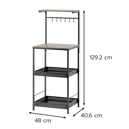 ชั้นวางของเหล็ก 3 ชั้น พร้อมชั้นแขวน และ TOP ไม้ มีล้อ STACKO RUSTIC 48x40.6x129.2 ซม. สีดำ_7