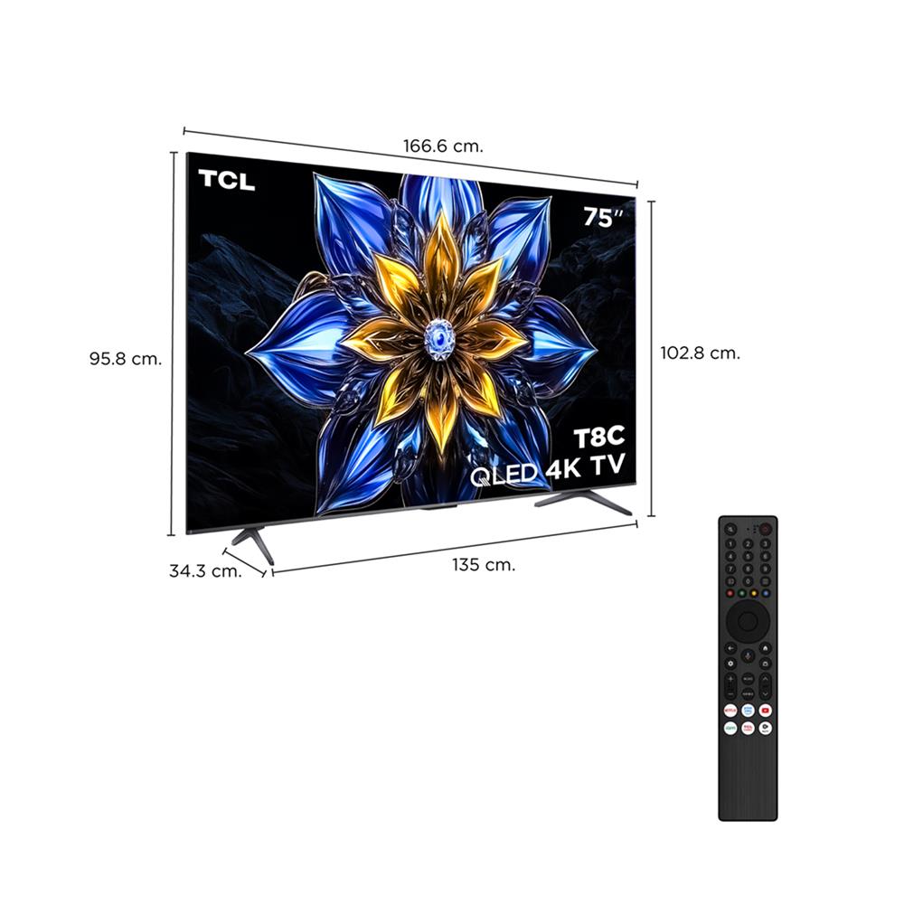 ทีวีคิวแอลอีดี 75 นิ้ว TCL (4K, QLED, GOOGLE TV) 75T8C