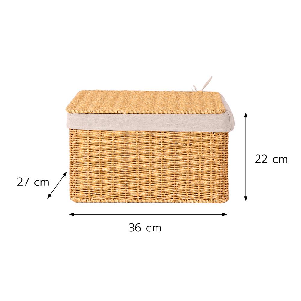 ตะกร้าผ้าเหลี่ยมเตี้ยมีฝา PLIM MODI SIZE L สีน้ำตาล