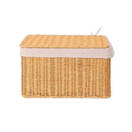 ตะกร้าผ้าเหลี่ยมเตี้ยมีฝา PLIM MODI SIZE L สีน้ำตาล_0