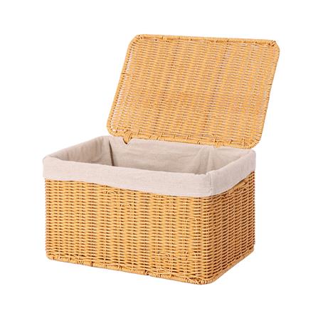 ตะกร้าผ้าเหลี่ยมเตี้ยมีฝา PLIM MODI SIZE L สีน้ำตาล_1