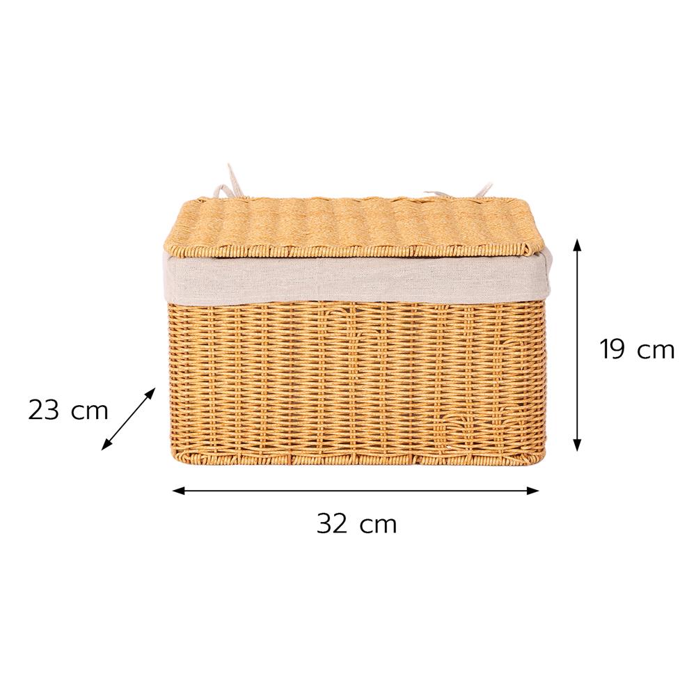 ตะกร้าผ้าเหลี่ยมเตี้ยมีฝา PLIM MODI SIZE M สีน้ำตาล
