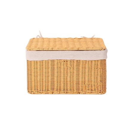 ตะกร้าผ้าเหลี่ยมเตี้ยมีฝา PLIM MODI SIZE M สีน้ำตาล_0