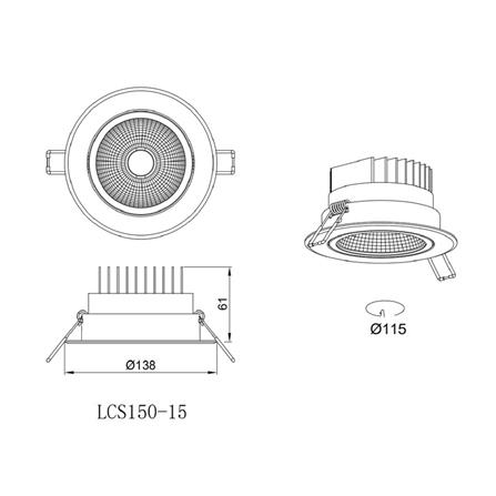ดาวน์ไลท์ LED CARINI LCS0150-15 5 นิ้ว 15 วัตต์ COOL WHITE สีขาว_5
