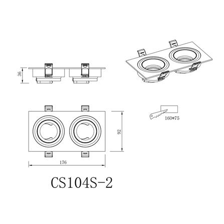 ดาวน์ไลท์ CARINI CS104S-2 7 นิ้ว สีขาว เหลี่ยม_4