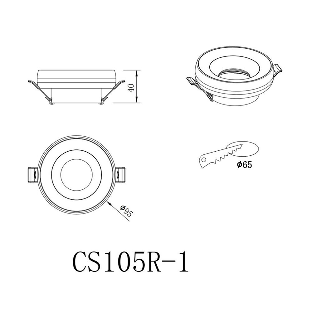 ดาวน์ไลท์ CARINI CS105R-1 3.7 นิ้ว สีดำ กลม