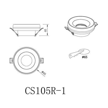 ดาวน์ไลท์ CARINI CS105R-1 3.7 นิ้ว สีดำ กลม_4