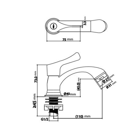 ก๊อกอ่างล้างหน้าเดี่ยวเคาน์เตอร์ PREMA PM1076(HM)_1