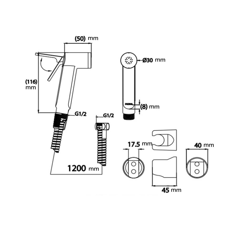 สายฉีดชำระครบชุด PREMA PM6004KCR(HM) สีโครม