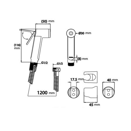 สายฉีดชำระครบชุด PREMA PM6004KCR(HM) สีโครม_1